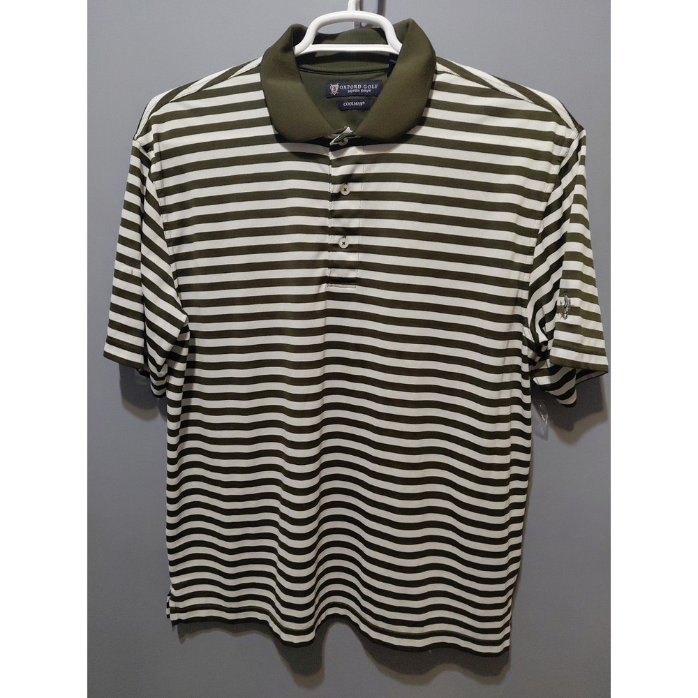 Oxford Golf Super Dry Cool Max Mens L Polyester Polo Brown Striped